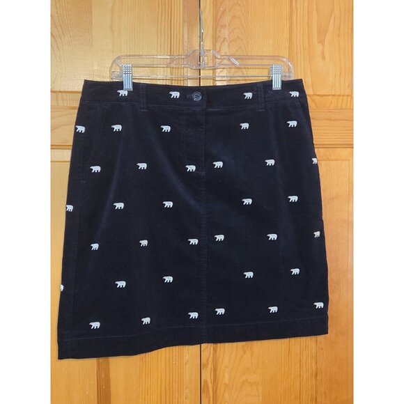 Talbots Womens Skirt 10 Navy Blue Embroidered Polar Bear Velvet Stretch - Picture 5 of 13